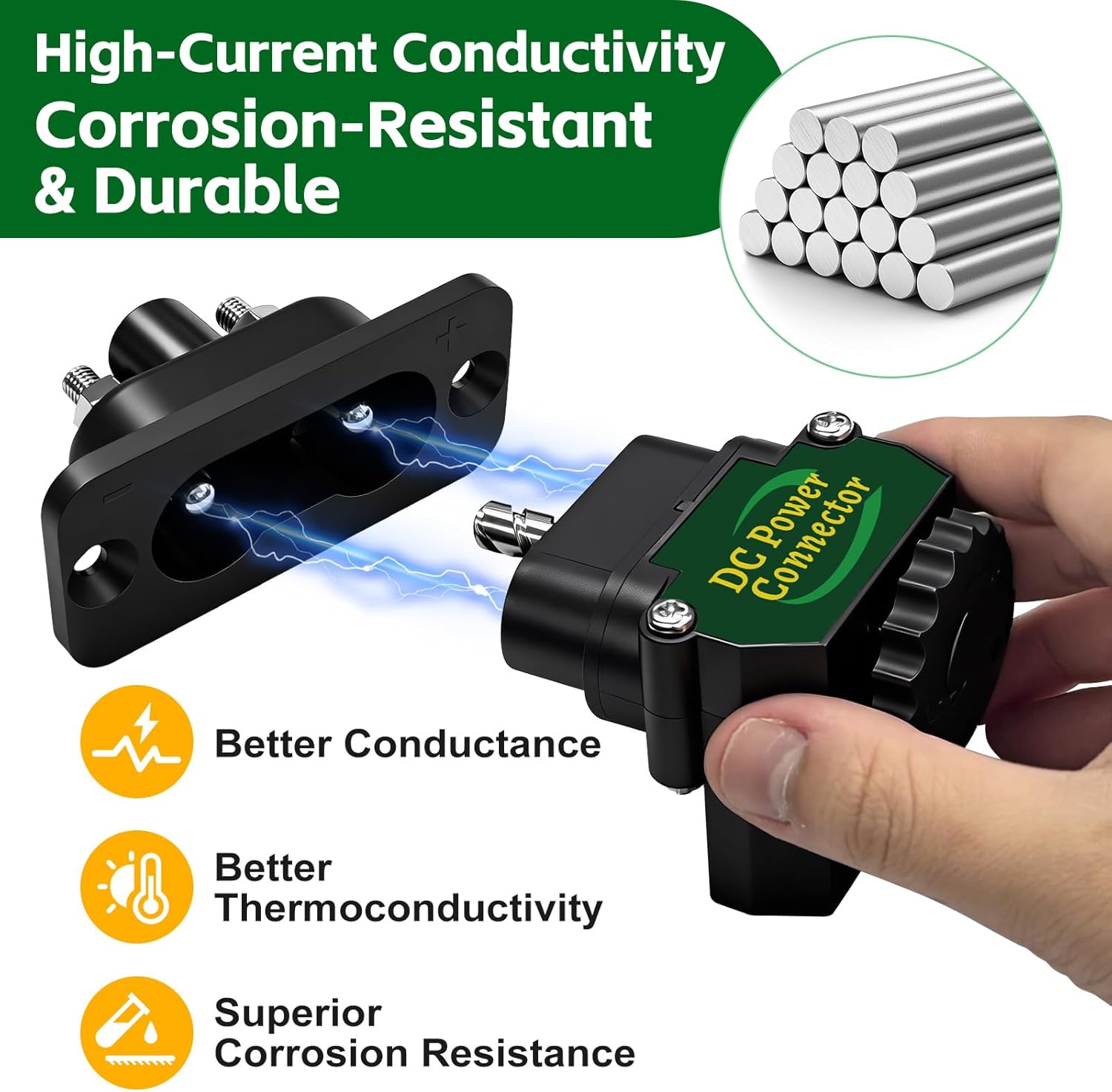 DC Trolling Motor Plug 027-0004-KIT Power Connector, 12V-48V Tolling Motor Kit L-Shaped & Linear Straight Mount Replacement for Battery Tender with 80A/90A Capacity