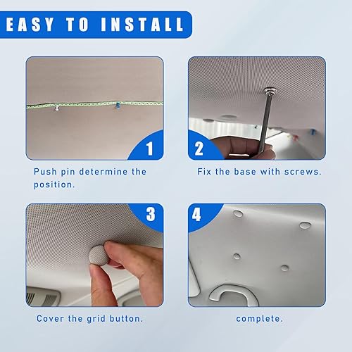 Miniatura 3 de Kit de reparación de techo de techo de automóvil, 60 piezas, retenedor de remaches a presión de techo con herramienta de instalación, forro interior