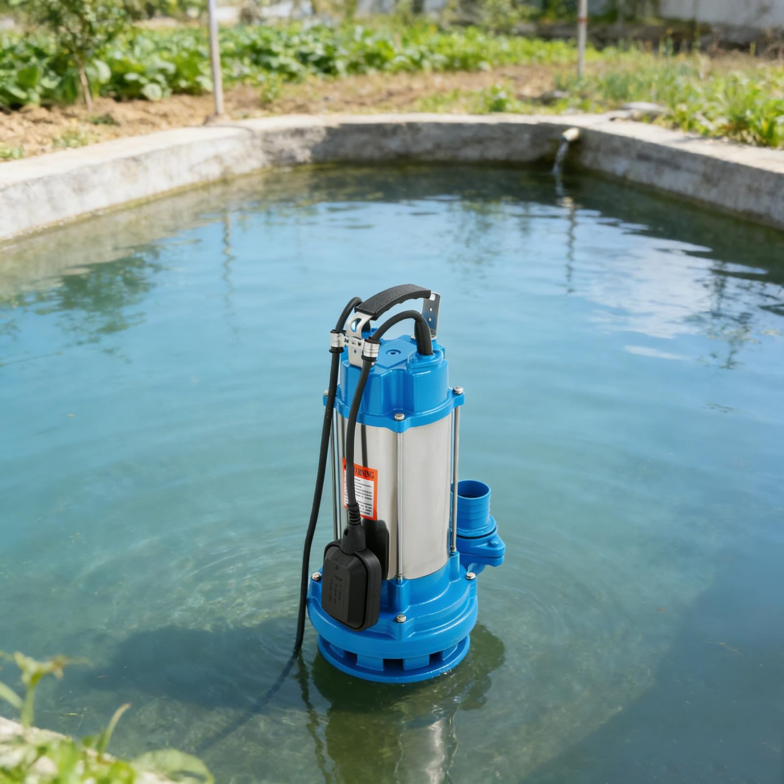 Bomba sumergible de agua de 2200 W con 26 m³ Q Max, 2850 rpm, para depósitos de almacenamiento exterior, sótanos, alcantarillas, plantas de tratamiento de aguas residuales, fuentes de ventana (azul)