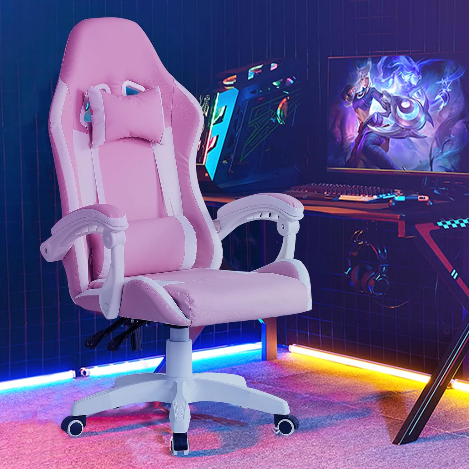 LEMROE Gaming Chairs for Adults Professional Video Game Chair Faux