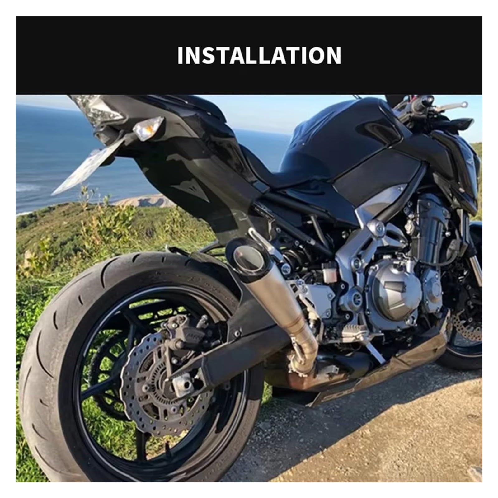 silencioso escape moto Para Kawasaki Para Ninja Para Z900 Para CB650R | Para R3 51mm silenciador de Escape para motocicleta tubo de Escape 335mm de longitud(B 51mm)