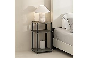 Furinno Just Easy Turn-N-Tube Multipurpose 3-Tier Rolling Tower with Adjustable Shelves, Black