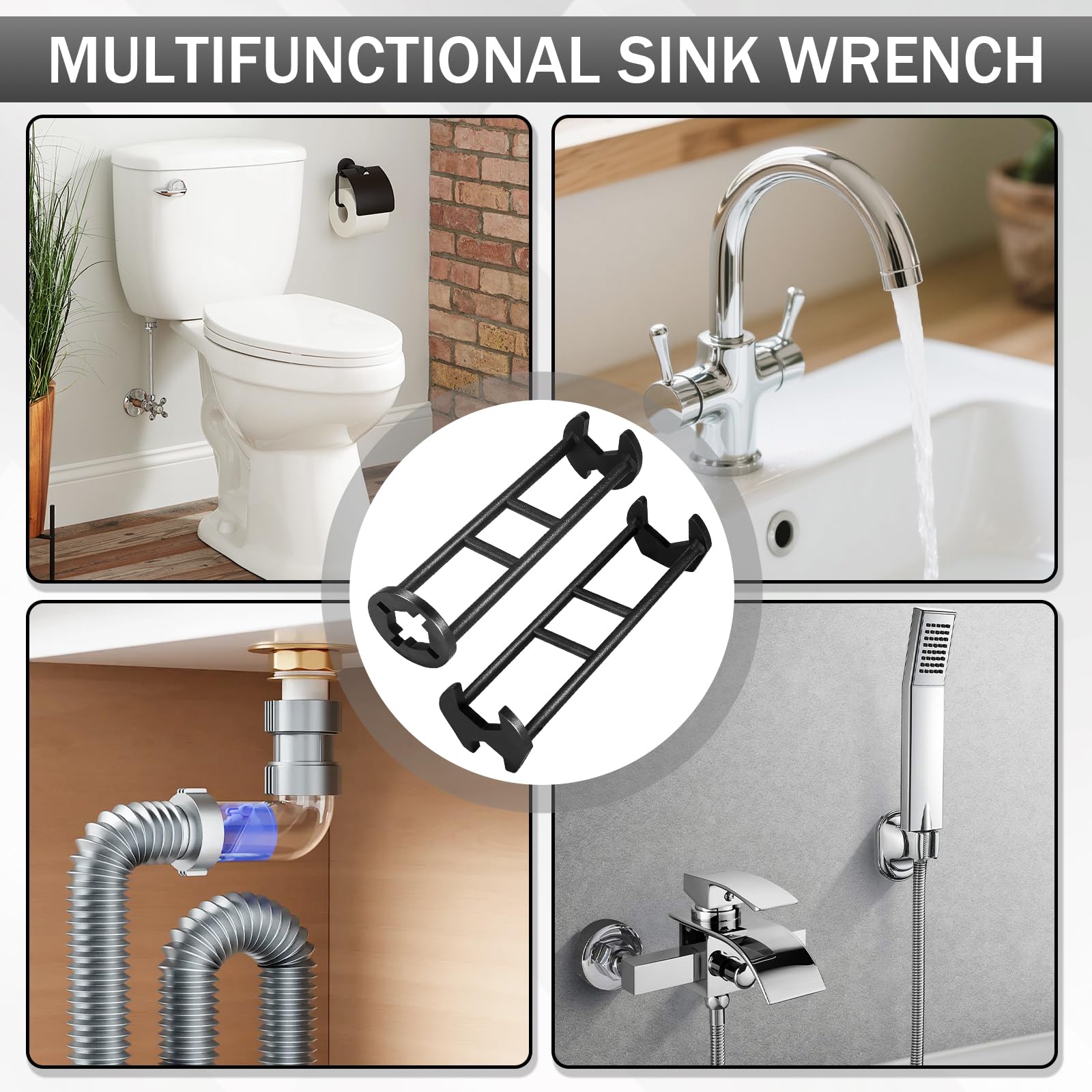 2-Pack Multifunctional Sink Wrench, Basin Faucet Installation Tool for Tight Spaces - Plumbing Wrench for Kitchen, Bathroom & Home Use — view 6
