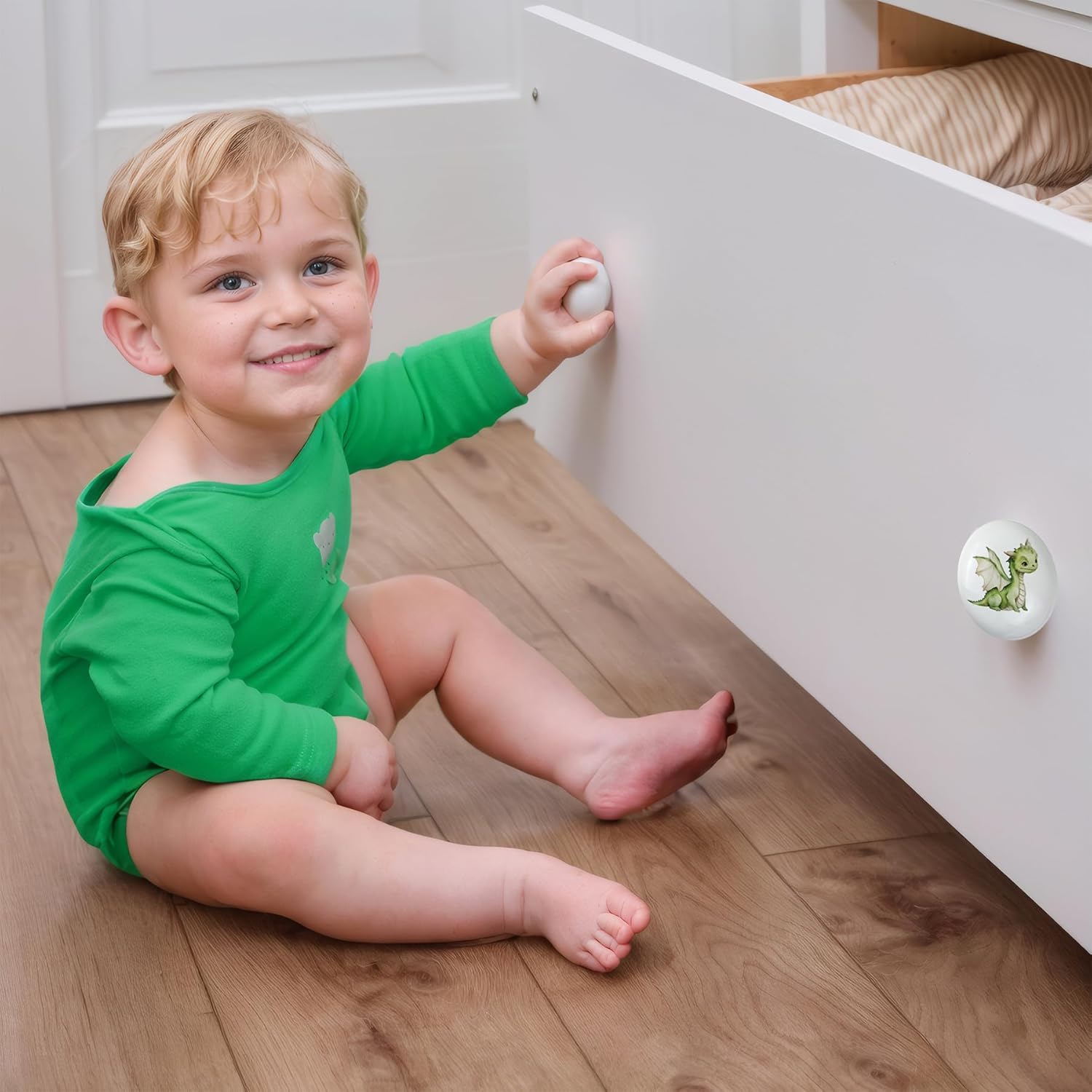 8 Pack Cute Dinosaur Ceramics Knob Handle Safari Animal Nursery Kids Room Dresser Cabinet Drawer Pulls and Knobs