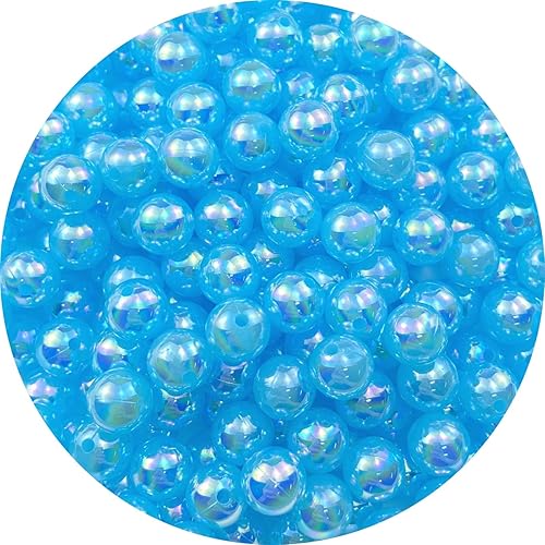 LIMAOLLY 400 cuentas de perlas de 0.315 pulgadas AB coloridas de plástico brillante sueltas, para hacer joyas, aretes, pulseras, collares,