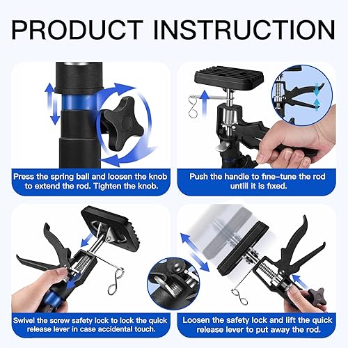 Miniatura 3 de 2PK poste de soporte, sistema de soporte telescópico de acero ajustable rápido de tercera mano, varilla de soporte, soporta hasta 154 libras,