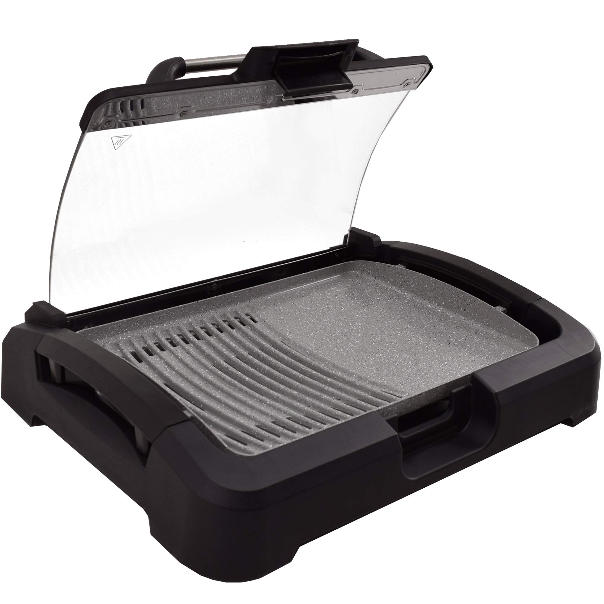 Syntrox Germany TG-2200W elektrischer Tischgrill mit Keramik Grillplatte Elektrogrill BBQ Grill Barbecue mit Glasdeckel