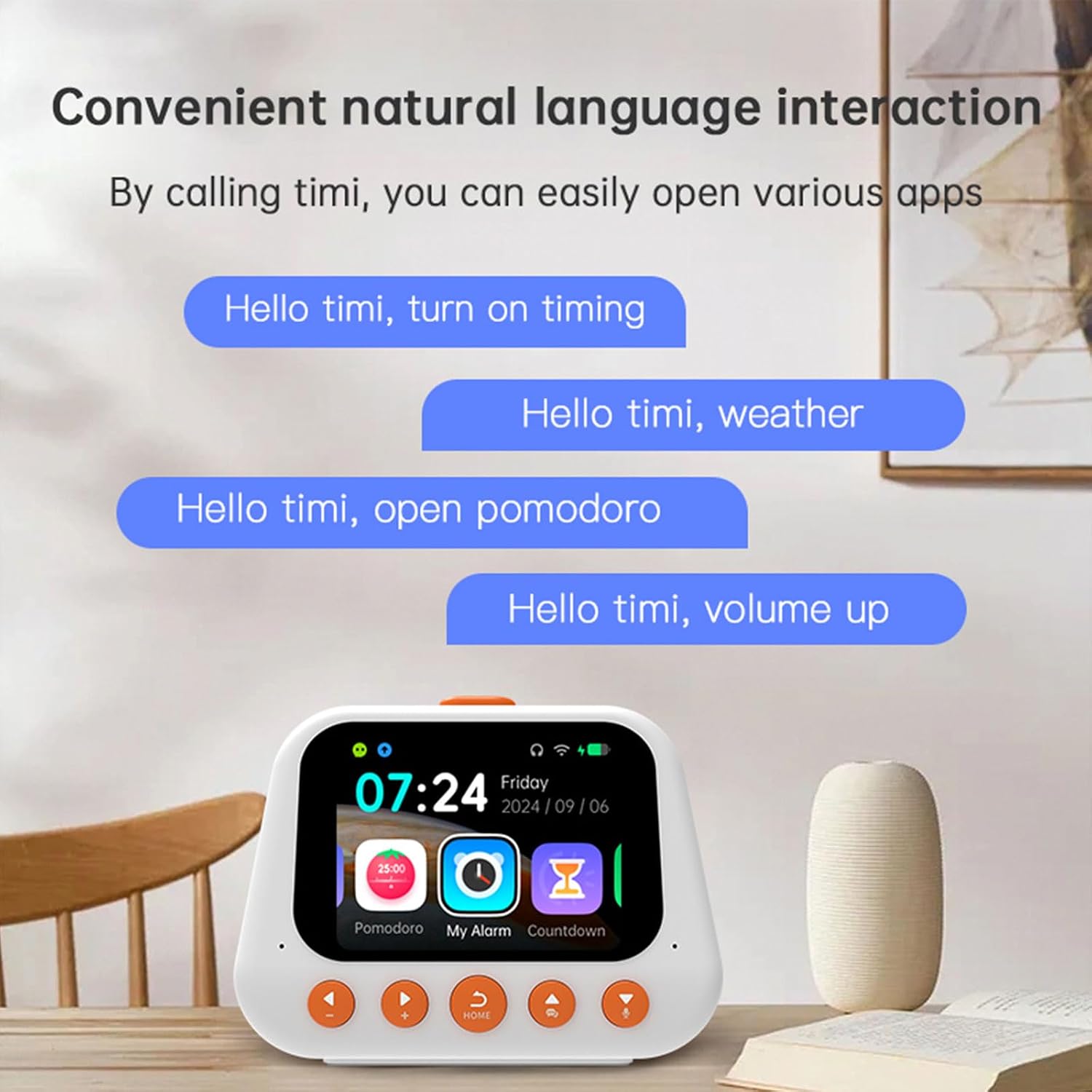AI Smart Alarm Clock for Kids, Sound Machine and OK Wake Clock for Kids, Children's Sleep Trainer, Interactive Companion with Voice Control for Girls & Boys, Learning & Educational Gift