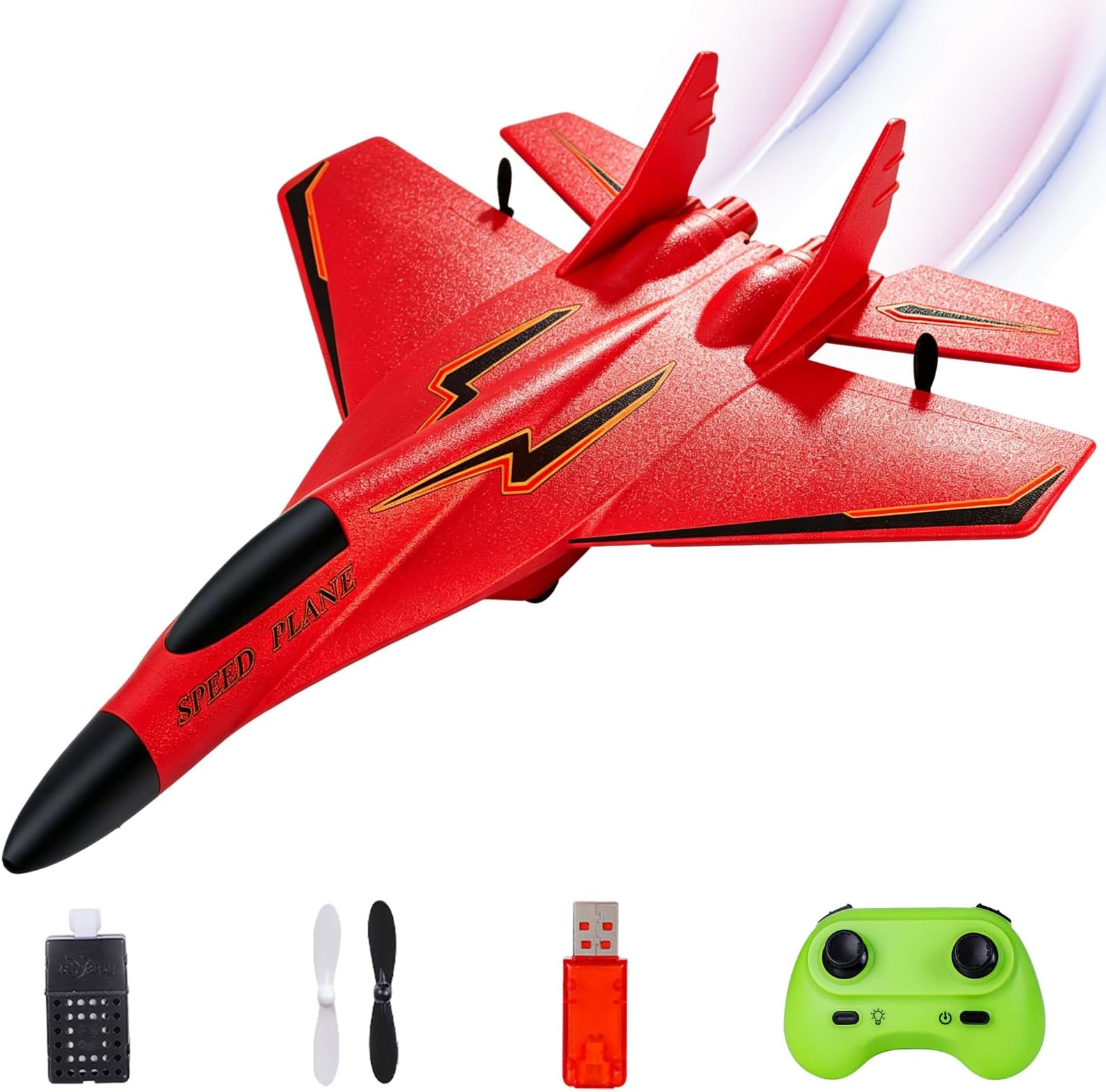 MAXBECK Remote Control Wireless Airplane Toy with Lights, Su-35 Rc Glider 2 Channel 2.4 GHZ Remote Control Planes, Outdoor Foam Rc Aircraft for Hobby Rc Airplanes