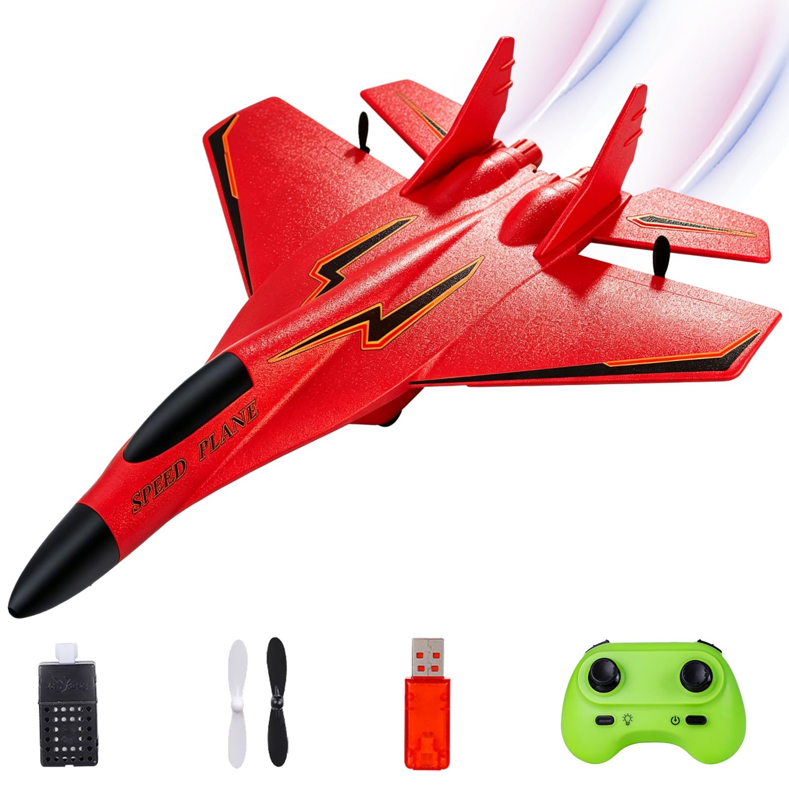 MAXBECK Remote Control Wireless Airplane Toy with Lights, Su-35 Rc Glider 2 Channel 2.4 GHZ Remote Control Planes, Outdoor Foam Rc Aircraft for Hobby Rc Airplanes