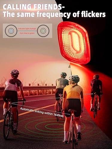 Miniatura 2 de ROCKBROS Luz trasera de bicicleta inteligente con detección de freno, luces traseras de bicicleta para conducción nocturna con IPX6 impermeable,