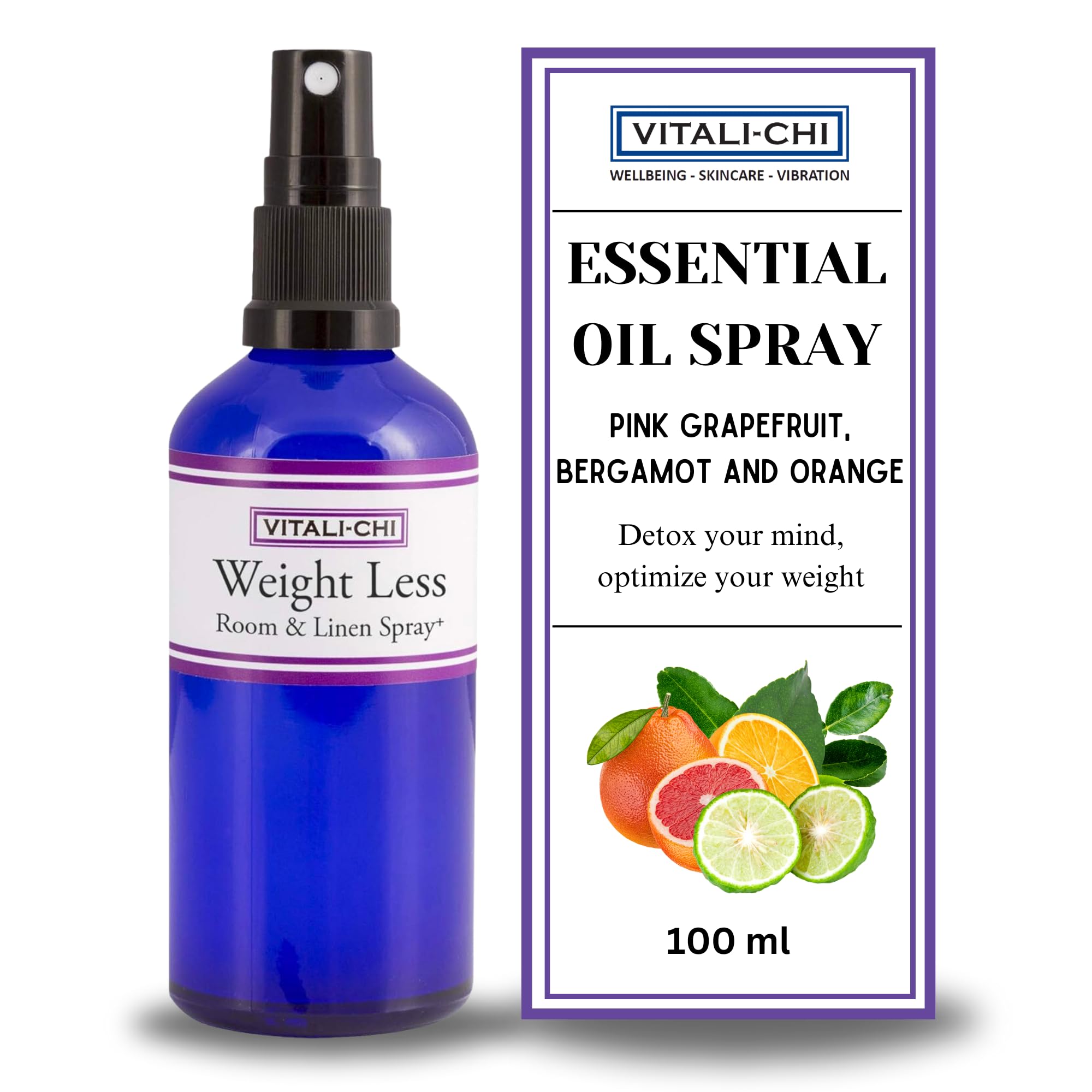 Essential Oil Spray Made from Pink Grapefruit, Bergamot& Orange | for Weight Mangement, Detoxification & Renew Sleep | Air Freshener Aura & Room Spray with Refreshing Citrusy Aroma - 100 ml