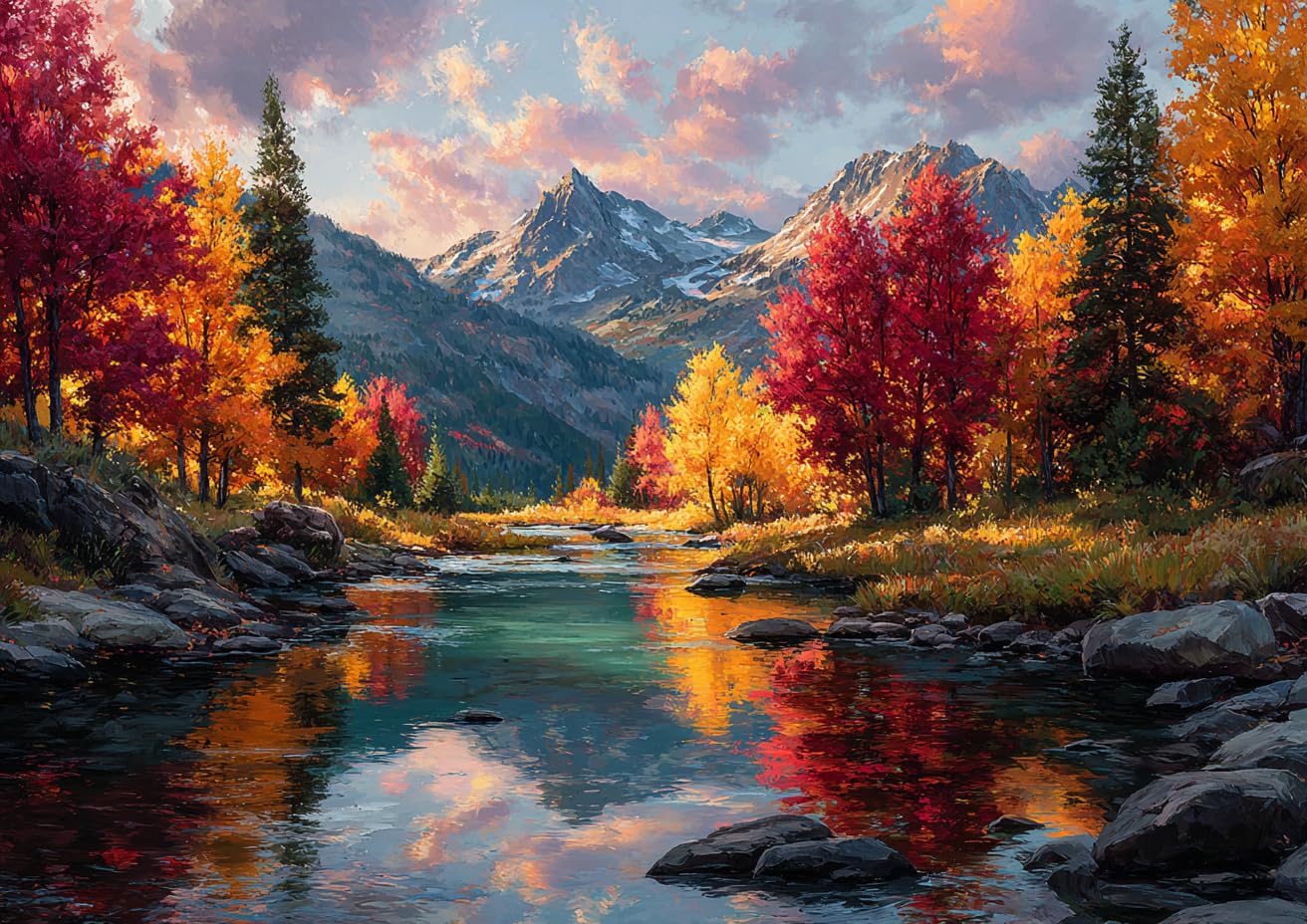 Yunlus Jigsaw Puzzles for Adults 1000 Pieces Impossible Hard Difficult Challenging Puzzles for Adults 1000pc Puzzles Oil Painting Mountain Forest Lake Landscape Jigsaw Puzzles 1000 28 x 20 inch