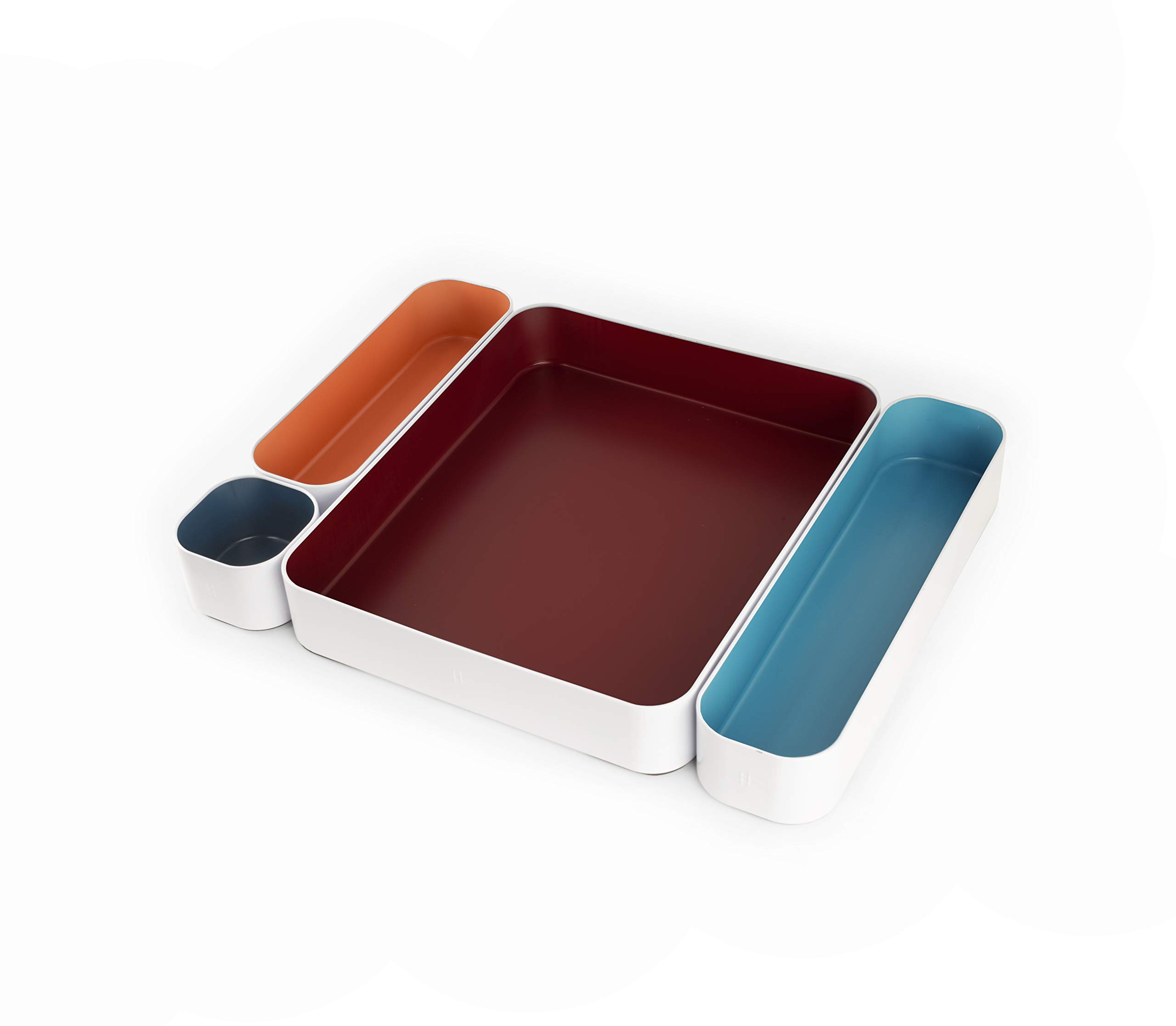 Three by Three Seattle Metal Drawer Organizer Tray Set, 4-Pc (Berry Mix)