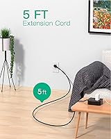 Vista 7 de Regleta protectora contra sobretensiones, enchufe plano, montaje en pared, 8 tomas anchas con 4 puertos USB (2 USB C), cable de extensión resistente