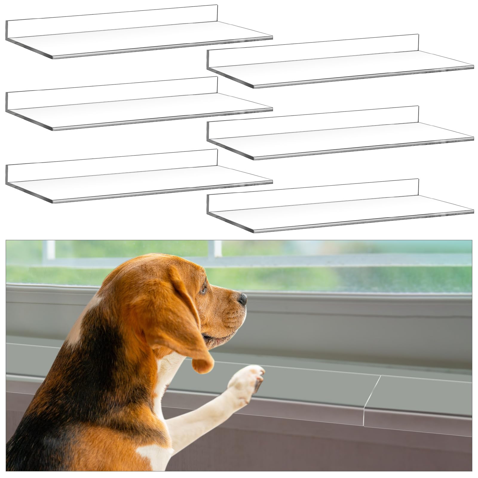 Wenqik 6 Pcs Window Sill Protector from Dog Cat Scratching Protection 2 Set Per Set Total Length 33.5'' x 5.25'' Width x 0.16 Thick Clear Pet Against
