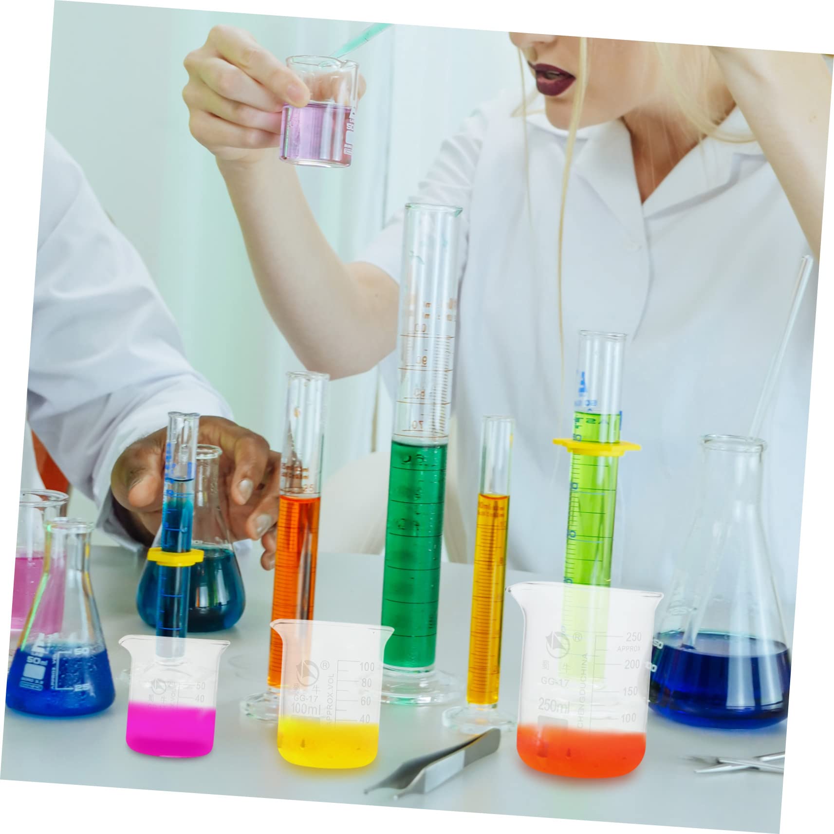 4 Stück Laborbecher aus Glas mit Ausgießer, 50ml 100ml 250ml 300ml