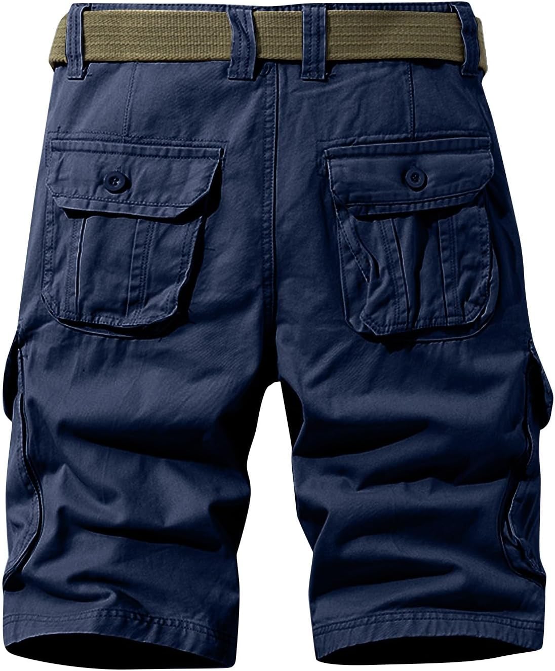 Men's Cargo Shorts Multiple Side Tool Pockets Quick Dry Ripstop Cotton Blend Breathable Flexible Lightweight Elastic Waist Relaxed Fit Summer Work Navy Cargo Shorts 34