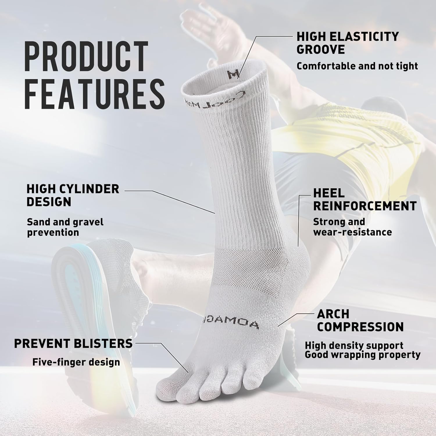 Toe Socks Liner Crew Socks for Men Women Cool-max Running Socks 3 Pairs Five Finger Socks - Image 4