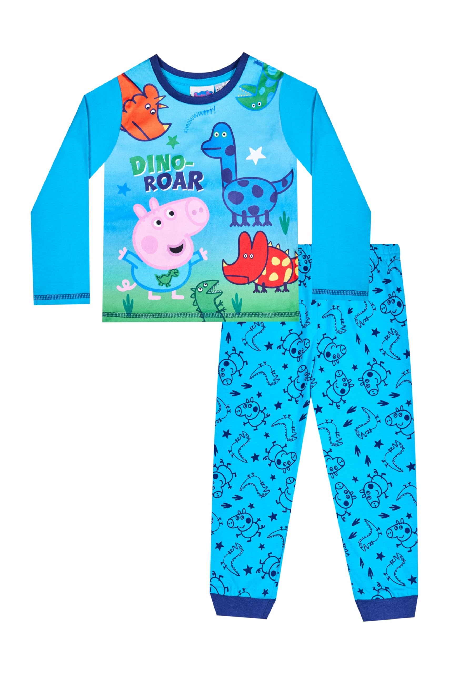 Peppa Pig Boys Blue George Pig Dino Roar Long W21 Pyjama Set (2-3 Years)