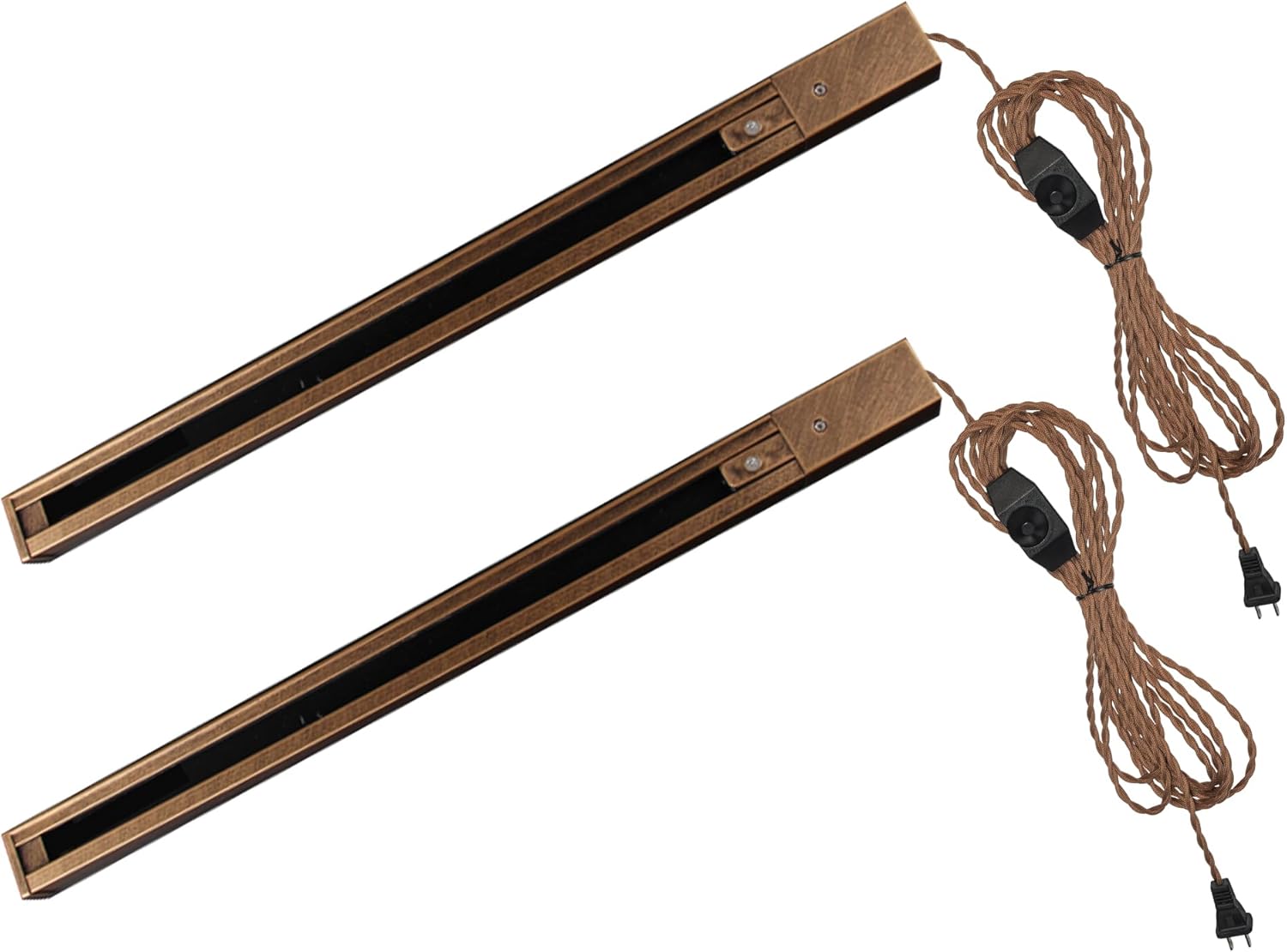 2Pcs 15Feet Plug in Dimmer Cord J-Type Track Lighting Bar 110V Single Circuit 2-Wire Antique Copper Tracking Rail Part 19.6 Inches for Lighting Track Fan