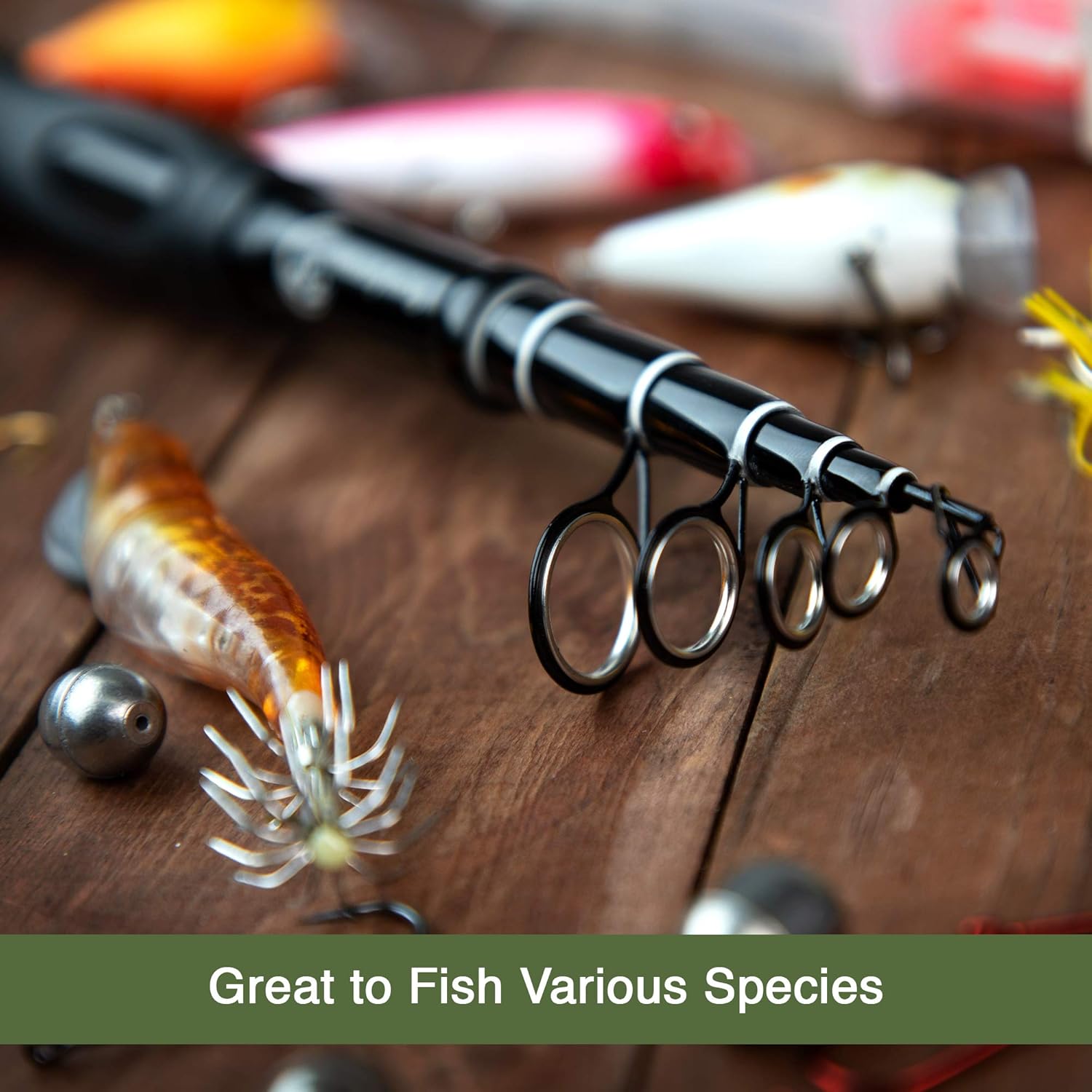 Telescopic Fishing Rod, Lightweight Carbon Fiber - Collapsible Freshwater and Saltwater Fishing Pole for Travel, Boating Trips - Durable, Premium Quality Rods, Poles, Gear – 7ft : Sports & Outdoors