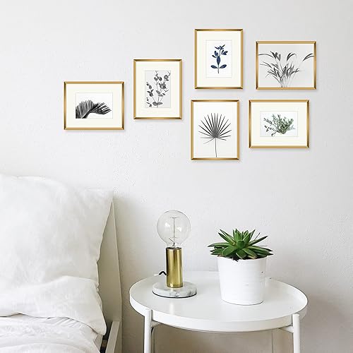 Miniatura 6 de Golden State Art - Marcos de fotos de metal de 8 x 10 pulgadas con paspartú para fotos de 5 x 7 - Juego de 4 portarretratos de aluminio de 8 x 10