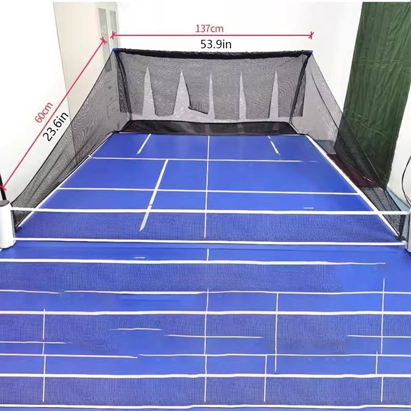 RESKIU Large Metal Frame Table Tennis Ball Catch Net, Movable Ping Pong Recycle Catcher with Side Fence for Adults & Kids Serves and Multi-Ball Training, Easy Set Up Ping Pong Practice Net,E