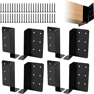 4 Pairs Split Joist Hanger, Wall Mount Joist Bracket with Screws for Wood 14 Gauge Carbon Steel Hurricane Ties for 4"x6",6"x6" Beam