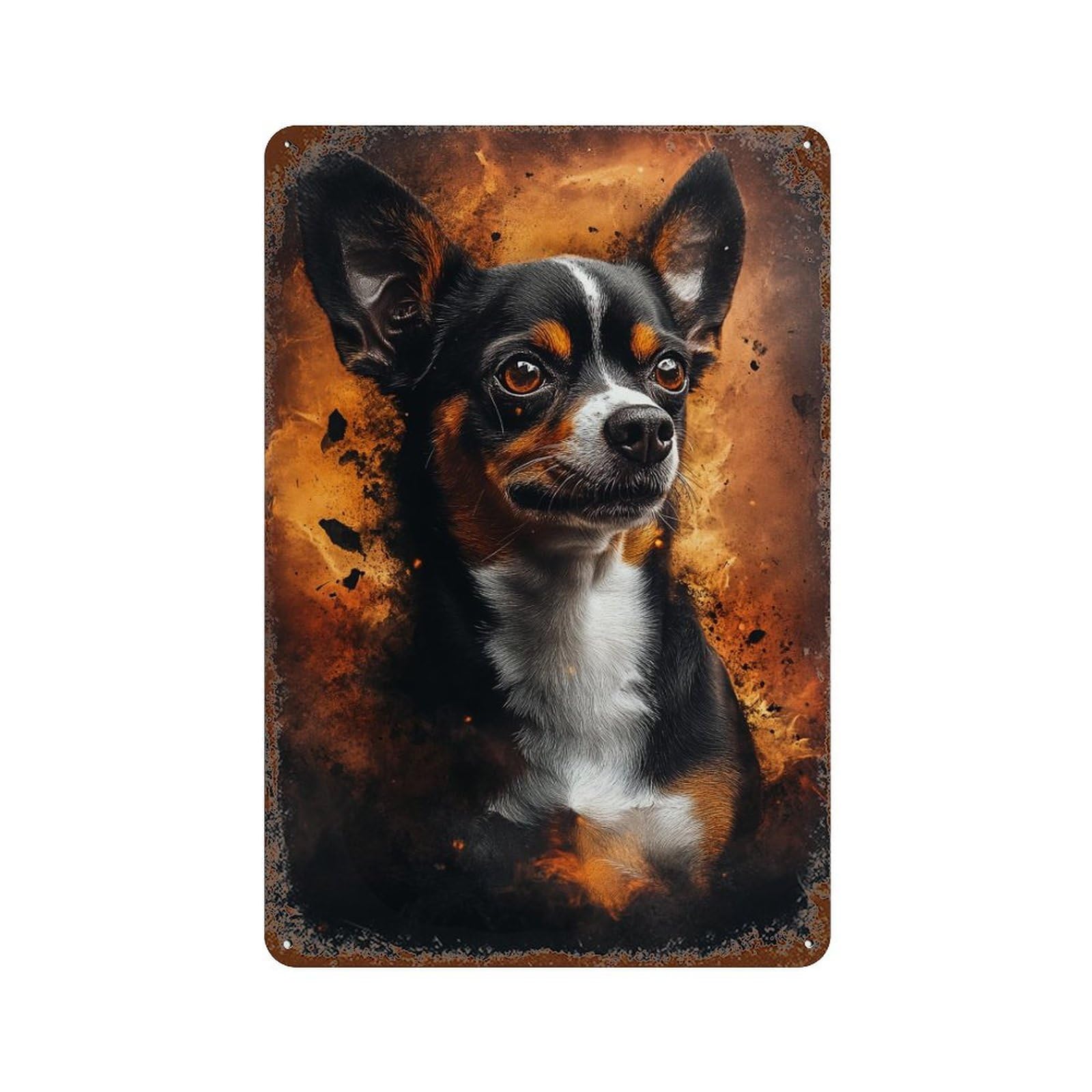 Chihuahua Art Print -1 Aged Metal Wall Plaque 11.8"x7.9", for Basement, Hobby Room And Garage Decor, Rustic Home Decor