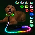 YFbrite 6FT Light up Dog Leash with 15 Flashing Modes - Super Bright LED Dog Leash for Small Medium Large Dogs - Type-c Rechargeable Dogs Leashes Light (Multi-Color, 6FT (180cm))