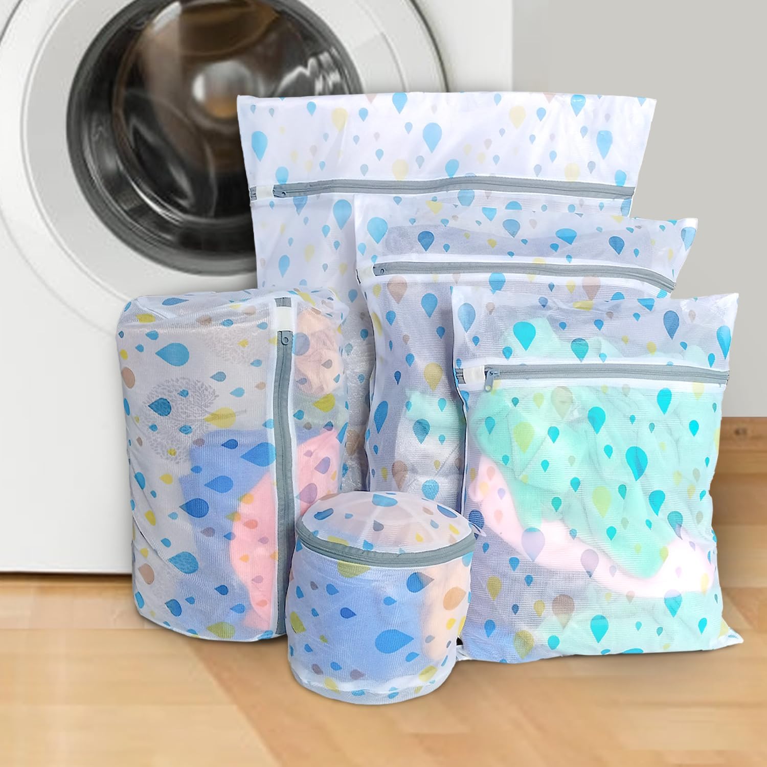 TAGPR Mesh Laundry Bags for Washing Machine Zippered Delicates Washing Bag for Clothes, Underwear, Jackets, Sweaters, Socks Reusable Protective Mesh Wash Bag