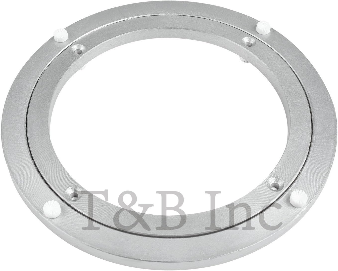 TamBee 10 Inch Aluminum Lazy Susan Heavy Duty Metal Rotating Hardware Turntable Bearings Ring 250mm Silver Turntable on Dining-table