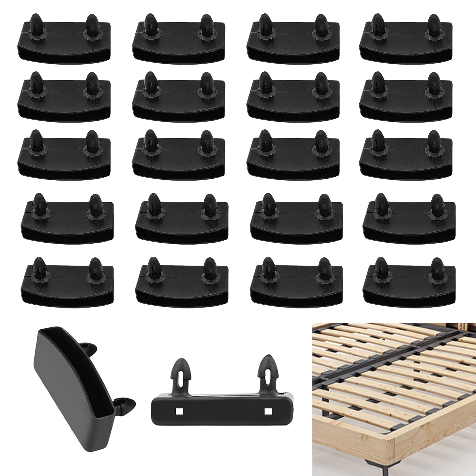 Lot 24 Pieds Support Sommier à Lattes SVOCK - Embouts Et Supports Centraux Pour Lit