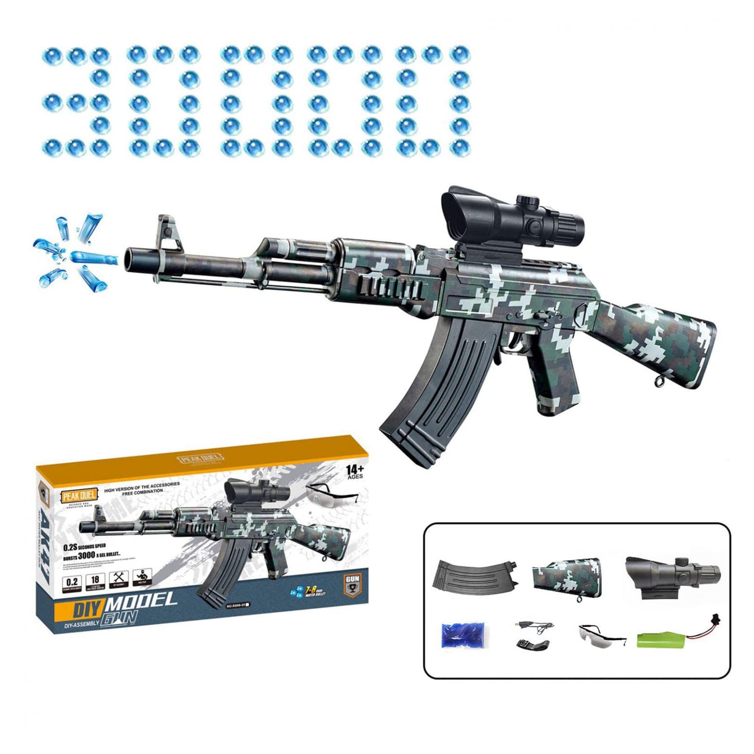 Buy Electric Gel Ball Blaster Uzi With 30000 Water Gel Balls Splatter 