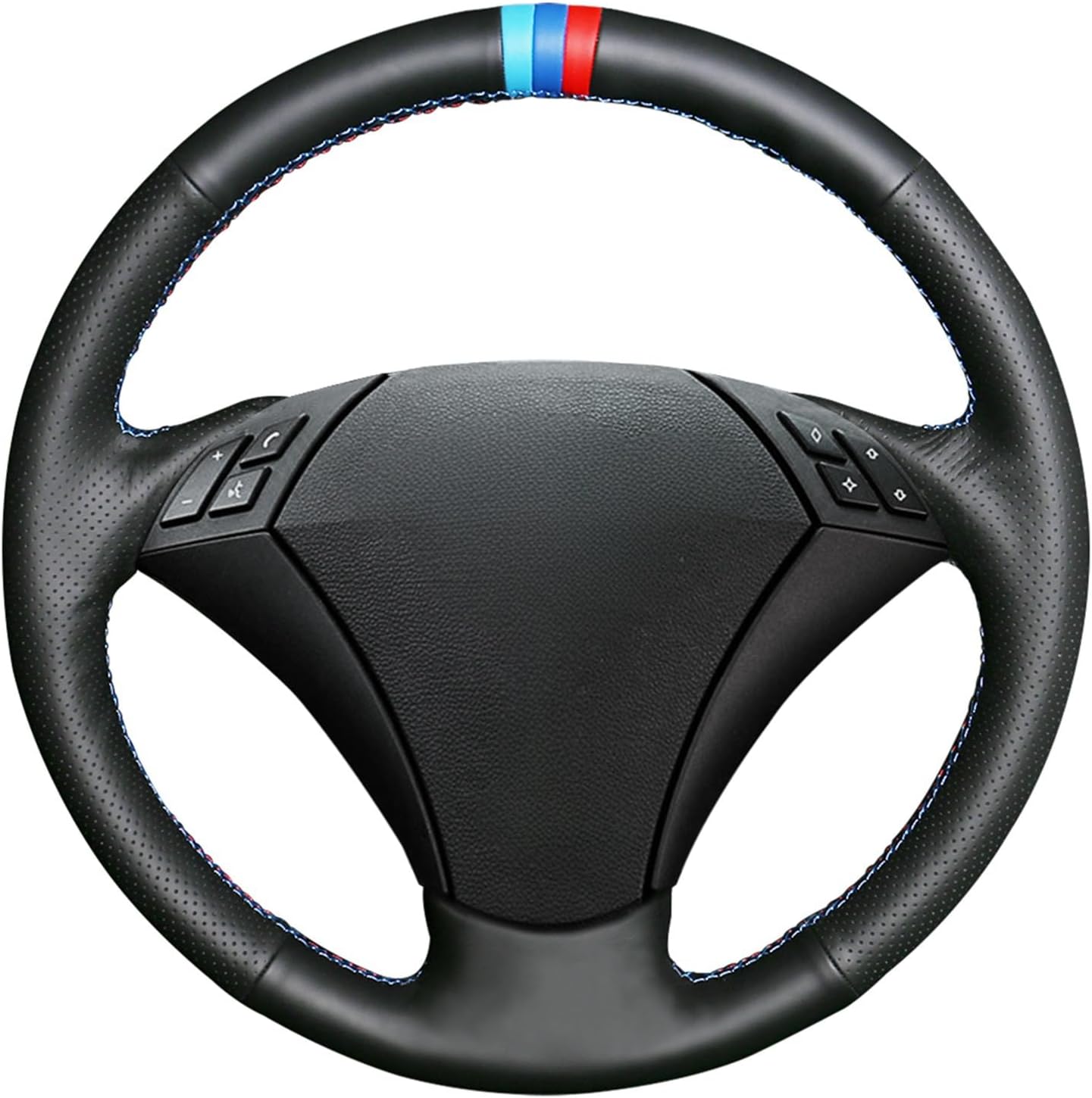 MEWANT Sew Steering Wheel Cover for BMW E60 (Sedan) 530d 2003-2009, E61 (Touring) 2004-2009, Made of Microfiber Leather/Steering Wheels & Accessories for BMW E60 530d E61