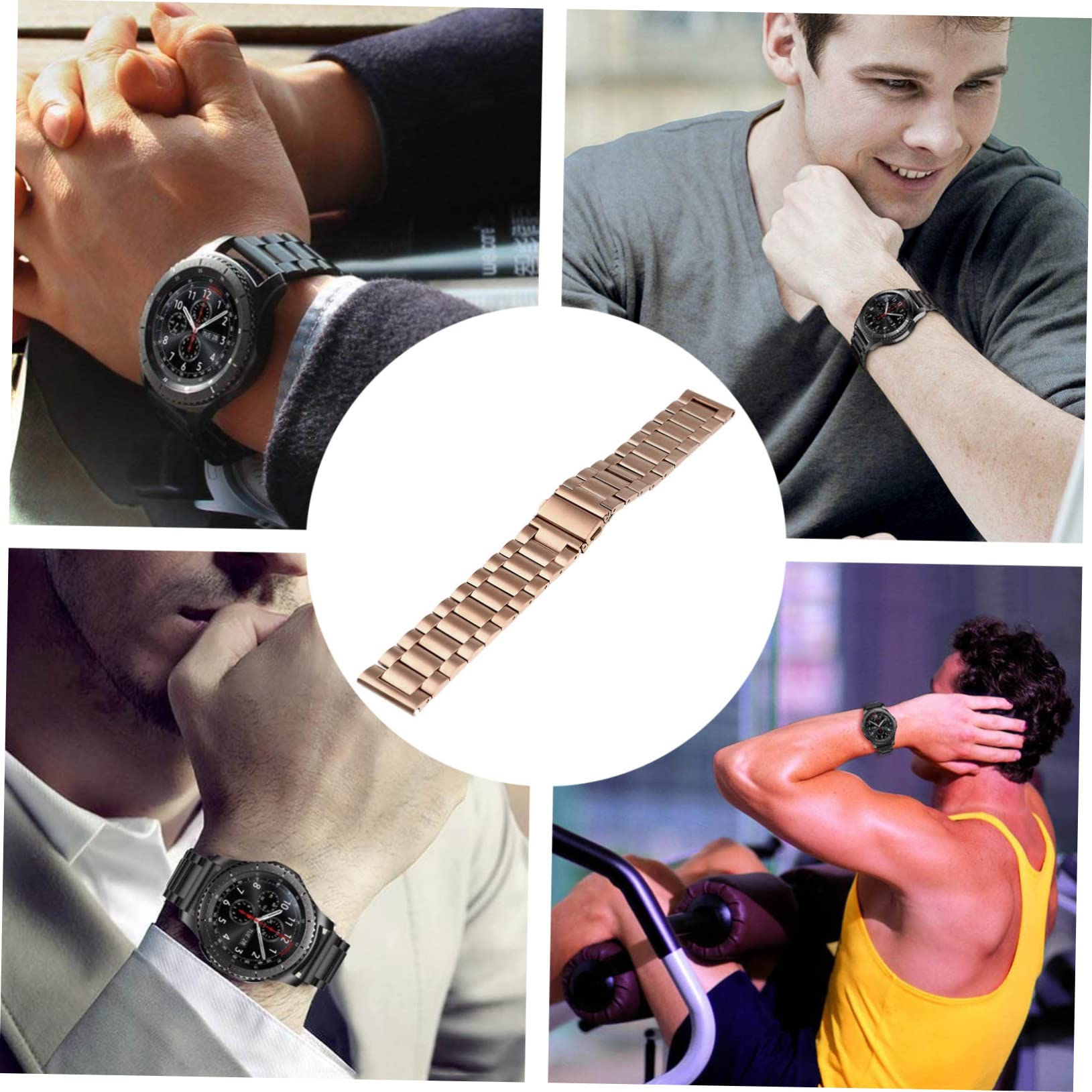 UKCOCO 2 Pièces Bracelet Hommes Bracelets En Acier Inoxydable Hommes Smartwatch Bandes s De Montre Libération Montre Bande Femmes