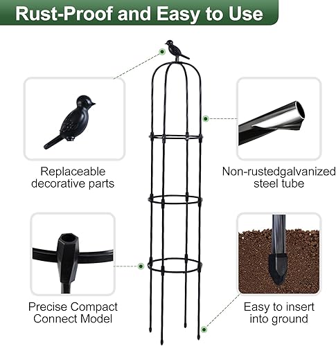 Miniatura 5 de Lalahoni Enrejado de jardín para plantas trepadoras al aire libre, soporte de plantas para flores en maceta, vid vegetal en interiores y exteriores,