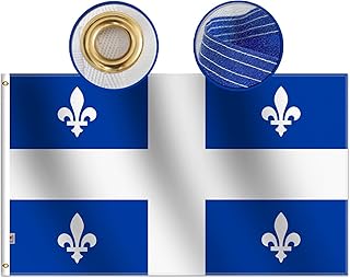 Rhungift Outdoor Canada Quebec Flag 3x5 Ft Large,Double Sided 100D Heavy Polyester, | Quadruple Stitched Fly Ends |Vivid Color Canadian Province QC Flags
