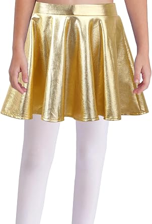 inhzoy Girls Metallic Dance Pleated Skirts Ballet Tutu Costume Modern Dance A Line Skirts Performance Skorts