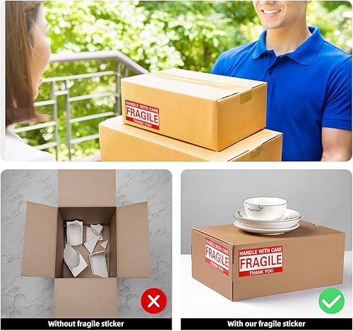 Miniatura 6 de CY115 - Calcomanías frágiles de 3 x 5 pulgadas con mango con cuidado, 500 adhesivos permanentes frágiles para envíos de vidrio en movimiento (1