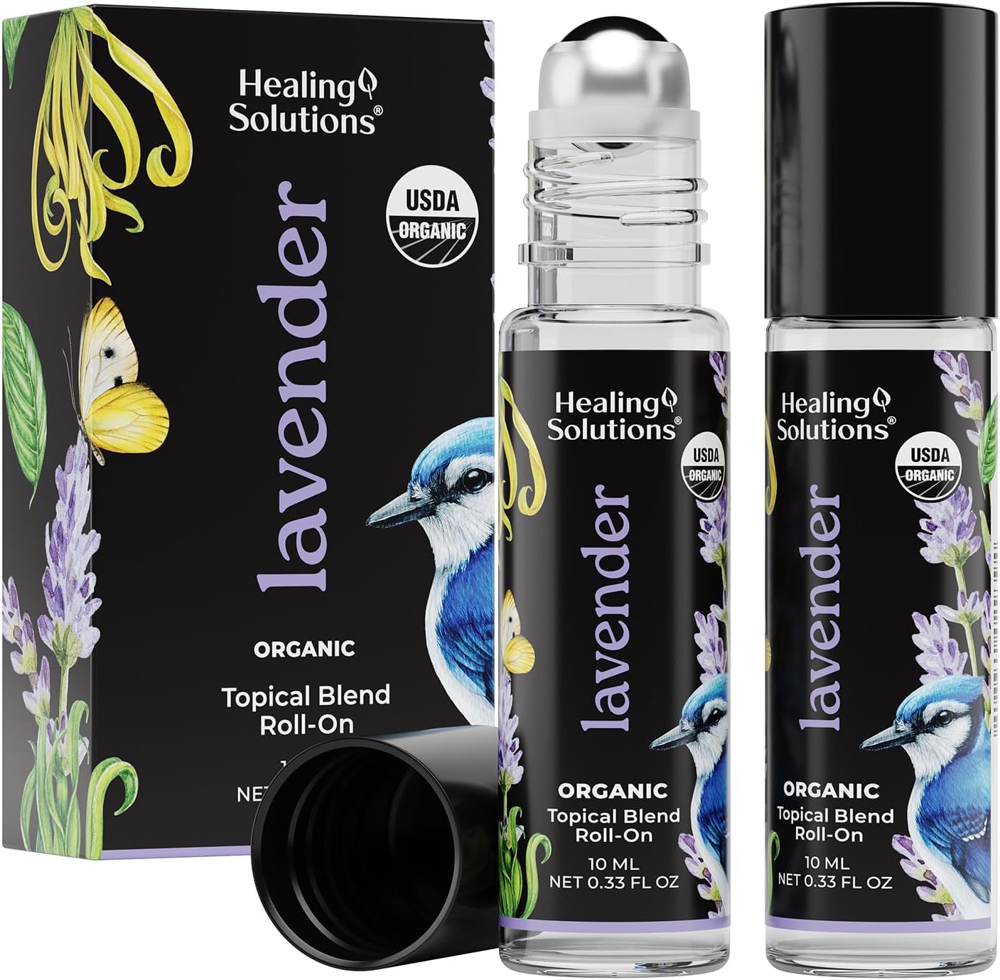 Lavender Essential Oil Roll-On (2-Pack) - USDA Organic Calming Essential Oil Roller for Sleep & Skin