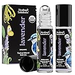 Healing Solutions Lavender Essential Oil Roll-On (2-Pack) - USDA Organic Calming Essential Oil Roller for Sleep & Skin