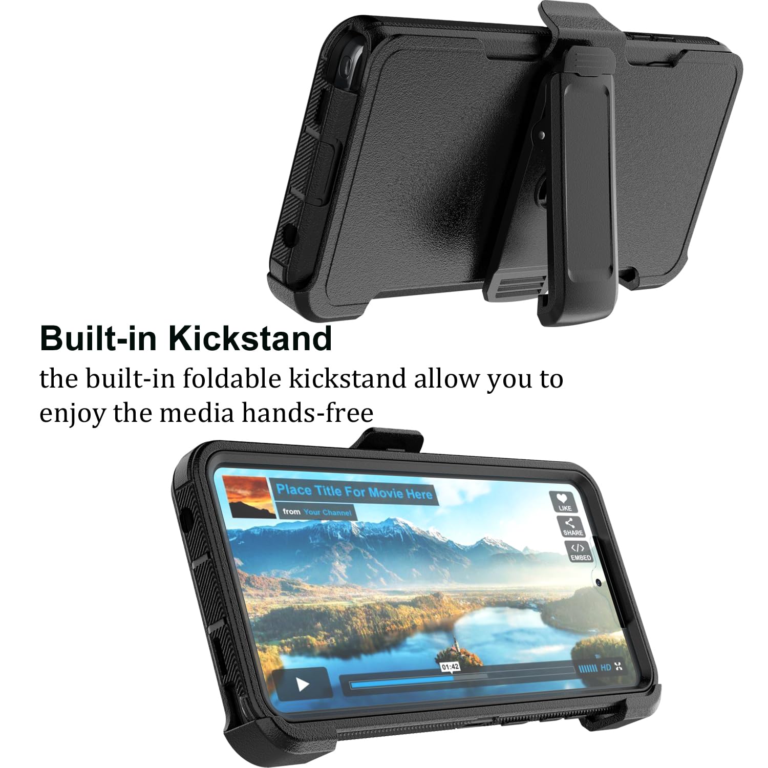 Funda para Moto G Stylus 5G 2024, para Motorola G Stylus 2024 5G con clip para cinturón, funda para teléfono [protector de pantalla integrado], protector de soporte, resistente, a prueba de