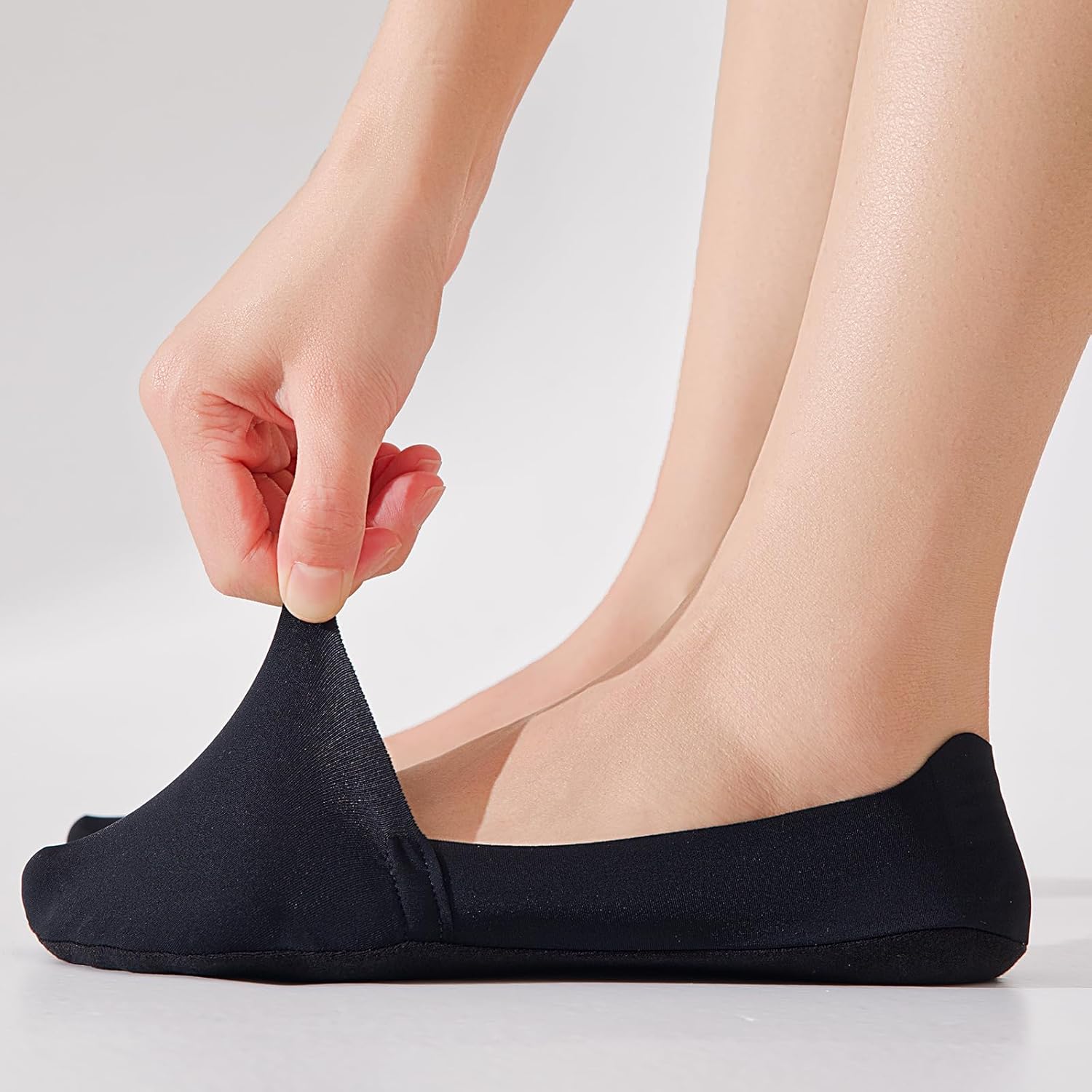 6 Pairs No Show Socks for Women, Footies Bootie Liner Non Slip Heel Grip Socks for Loafers Flats Heels - Image 2
