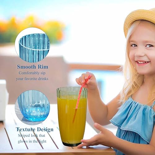 Miniatura 4 de Vasos de plástico acrílico transparente Highball Vasos de plástico reutilizables de 20 onzas (juego de 8) Apilables Vasos sin BPA inastillables