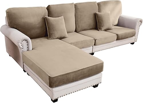 Miniatura 64 de Funda para sofá, funda de cojín de terciopelo elástico de 2 piezas, funda elástica lavable para asiento o respaldo, fundas de asiento de sofá para