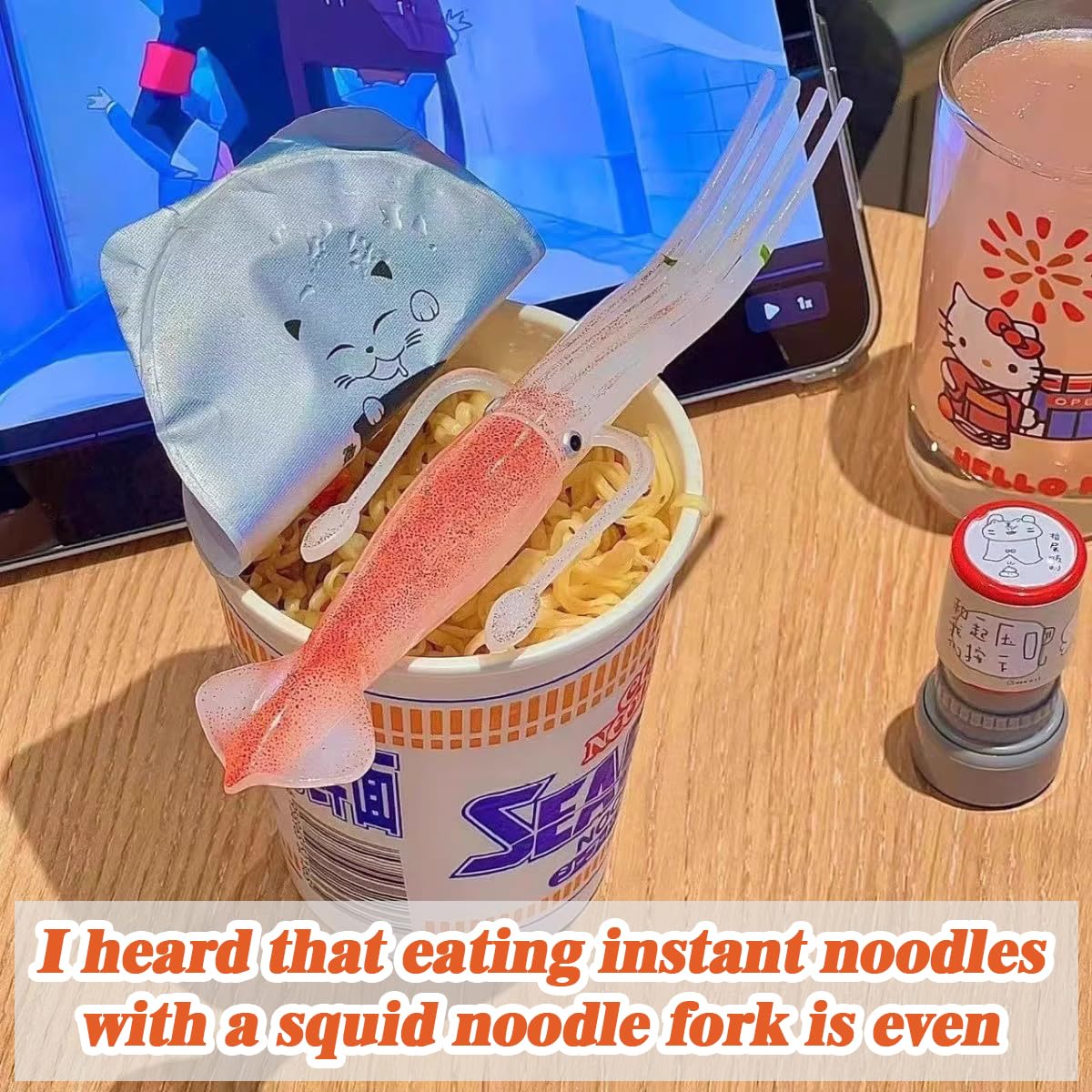 Squid Noodle Fork?Pasta Fork?Pasta Tools?Heat-Resistant Silicone Fork?Multi-Purpose Forks for Ramen/Pasta/Salad (4 PC)