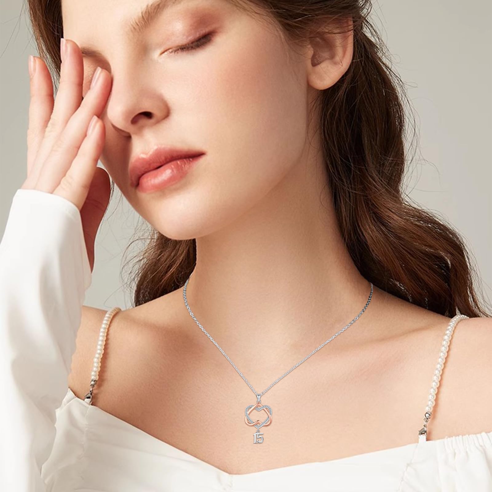 Regalos de cumpleaños número 15/15 regalos para niñas e hijas, collar de plata de ley 925 para mujer, novia, hermana, día de la madre, Navidad, aniversario, 21*33MM, Plata de ley, No es una