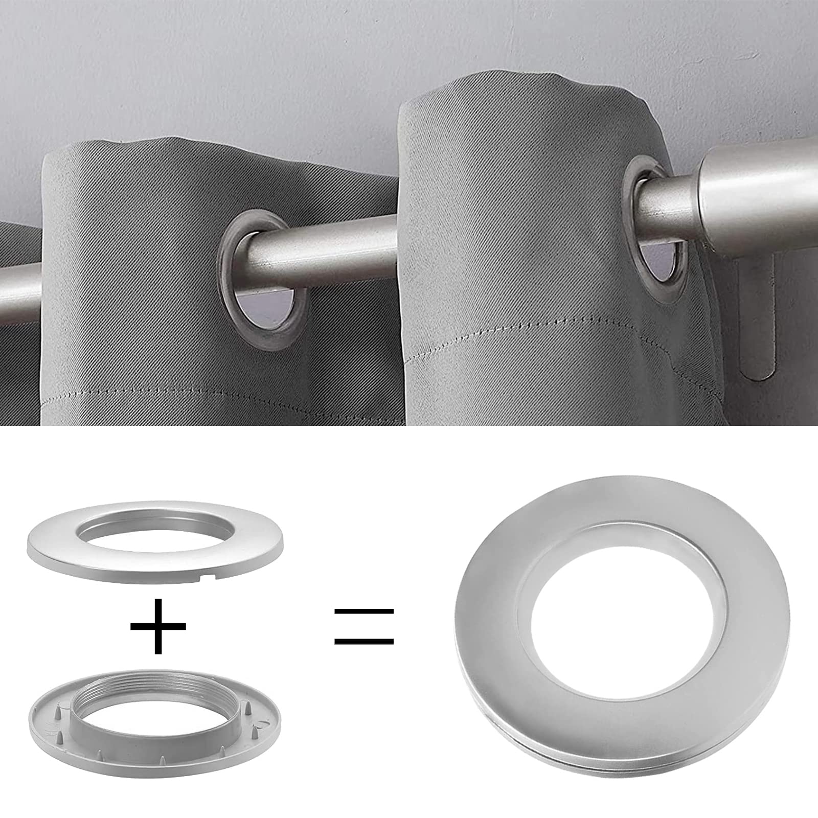 Anelli Per Tende Con Occhielli In Plastica - 32 Pezzi Argento, Diametro Interno 40mm